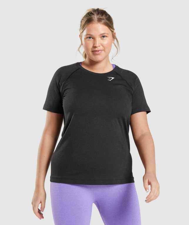 Black Gymshark Vital Seamless 2.0 Light Women's T Shirts | US-25WSGMU