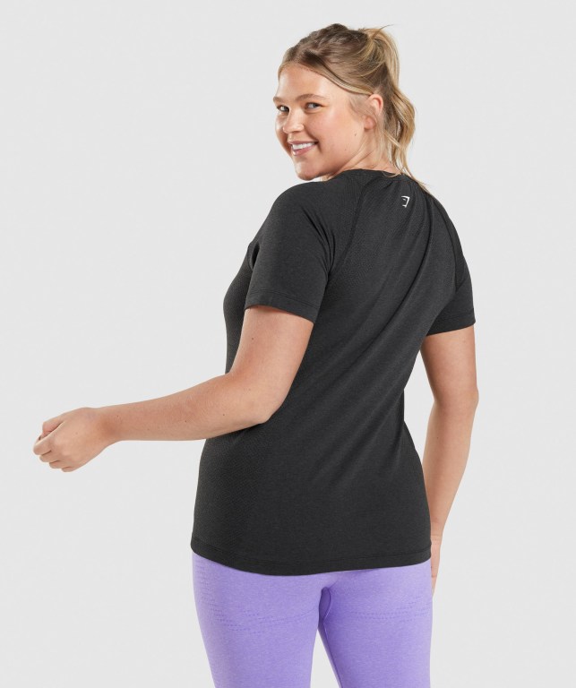 Black Gymshark Vital Seamless 2.0 Light Women's T Shirts | US-25WSGMU