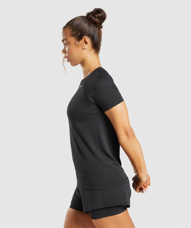 Black Gymshark Vital Seamless 2.0 Light Women's T Shirts | US-25WSGMU