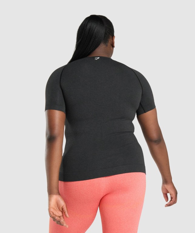 Black Gymshark Vital Seamless 2.0 Women's T Shirts | US-18RYTIP