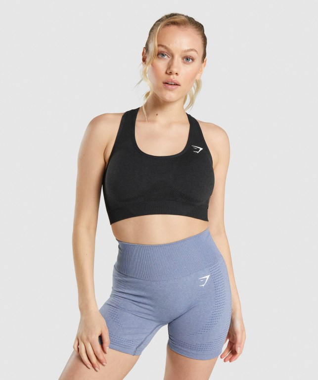 Black Gymshark Vital Seamless 2.0 Women\'s Sports Bra | US-41TPOYG