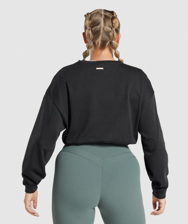 Black Gymshark Whitney Cropped Women's Hoodies | US-42UACDF