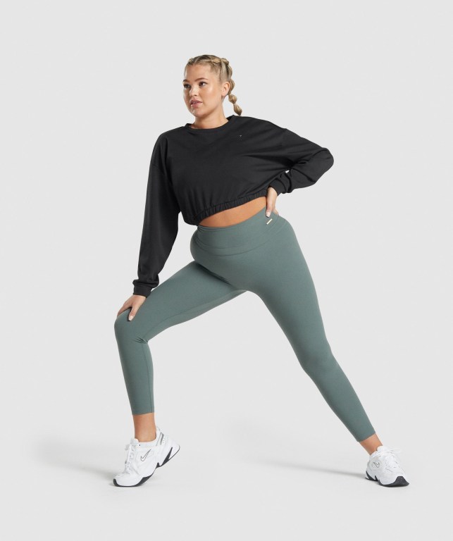 Black Gymshark Whitney Cropped Women's Hoodies | US-42UACDF