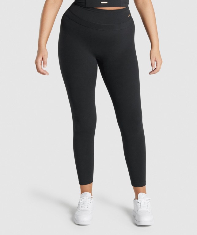 Black Gymshark Whitney High Rise High Waisted Women\'s Leggings | US-69RZAHB