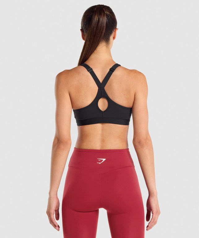 Black Gymshark Zip Up Training Women's Sports Bra | US-90VIRKB