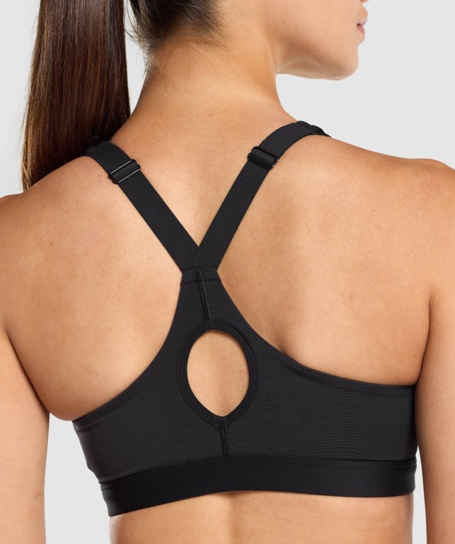 Black Gymshark Zip Up Training Women's Sports Bra | US-90VIRKB