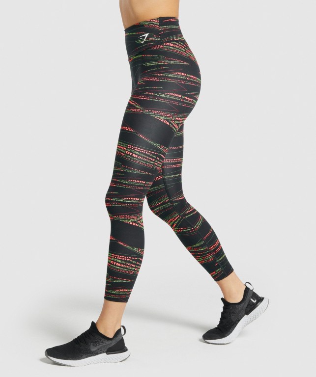 Black Gymshark Zone Graphic High Waisted Women's Leggings | US-41WKZEU