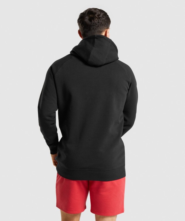 Black / White Gymshark Legacy Men's Hoodies | US-28NWTLU