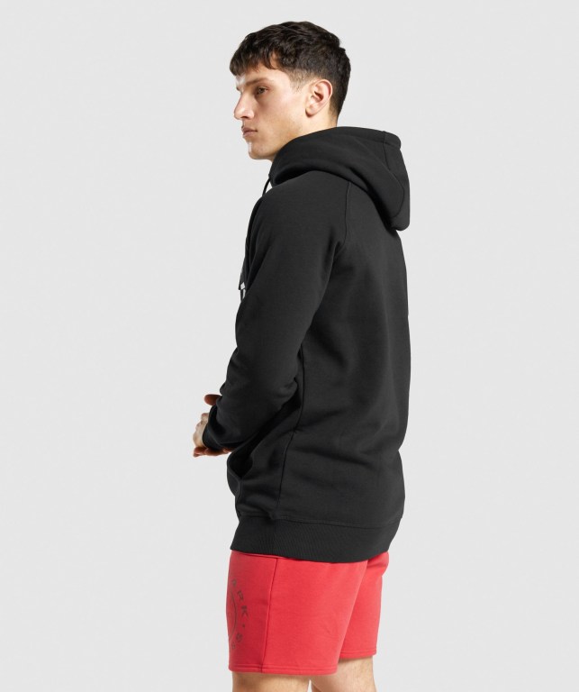 Black / White Gymshark Legacy Men's Hoodies | US-28NWTLU