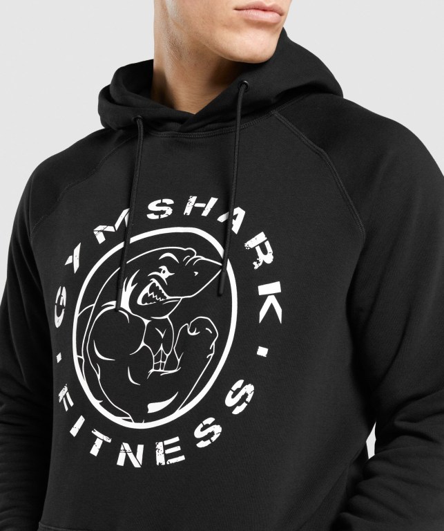 Black / White Gymshark Legacy Men's Hoodies | US-28NWTLU