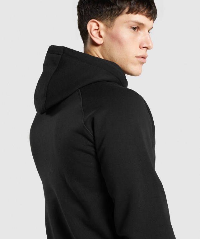 Black / White Gymshark Legacy Men's Hoodies | US-28NWTLU