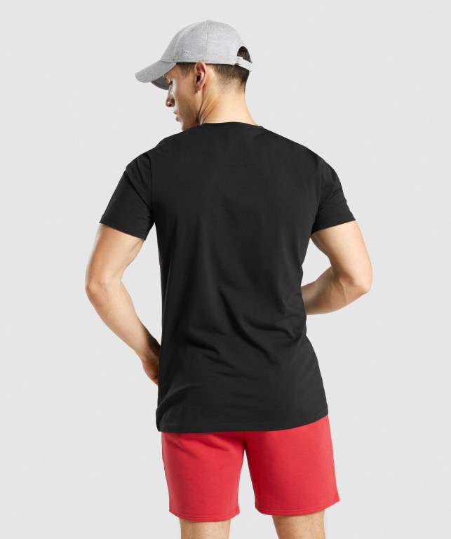 Black / White Gymshark Legacy Men's T Shirts | US-78BJMYH