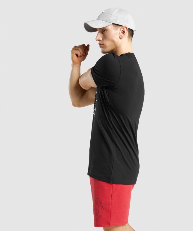 Black / White Gymshark Legacy Men's T Shirts | US-78BJMYH