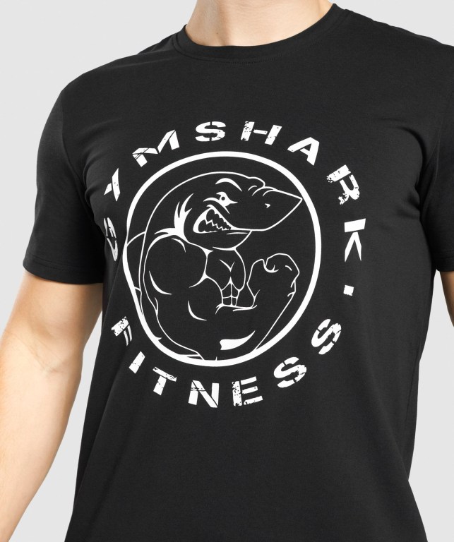 Black / White Gymshark Legacy Men's T Shirts | US-78BJMYH