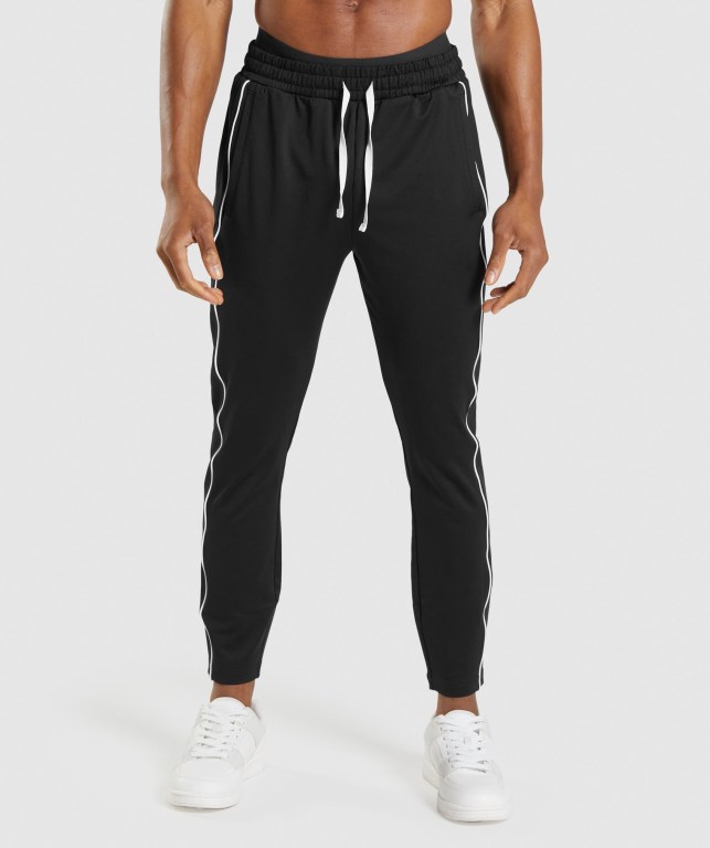 Black / White Gymshark Recess Men\'s Joggers | US-48QBRLC