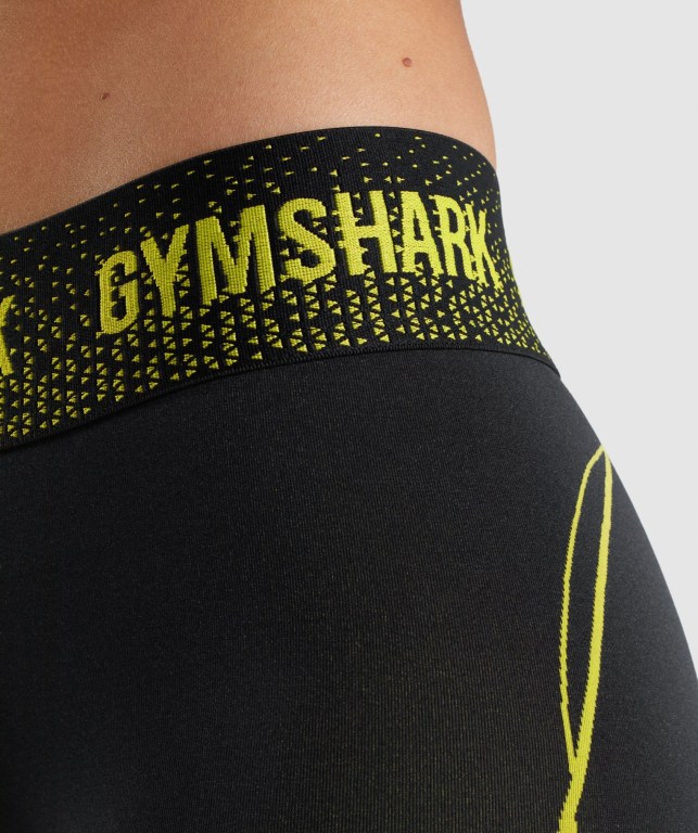 Black / Yellow Gymshark Apex Seamless Low Rise Women's Shorts | US-79ZVFAK