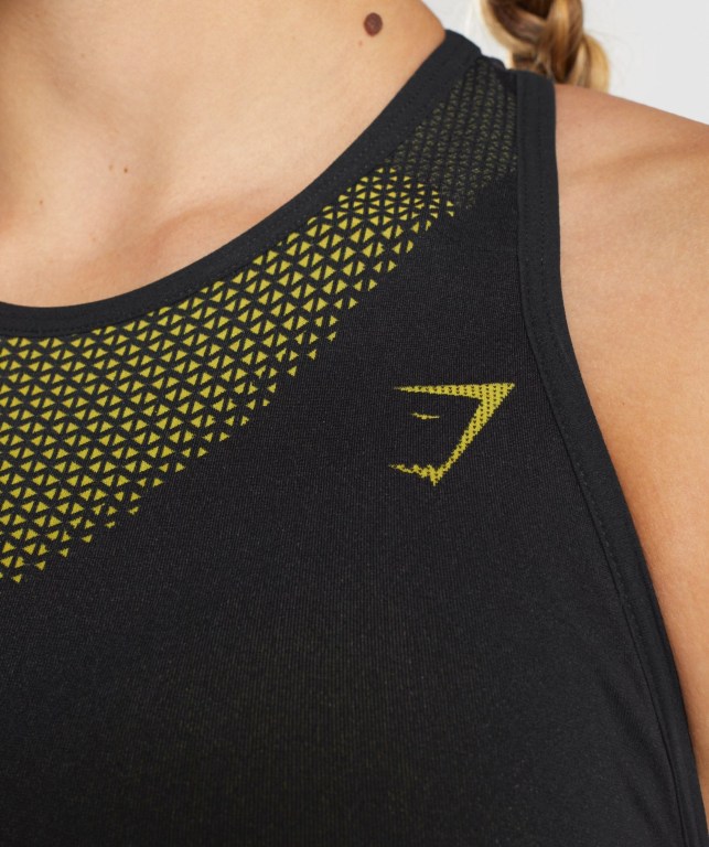 Black / Yellow Gymshark Apex Seamless Women's Sports Bra | US-10UYNIA