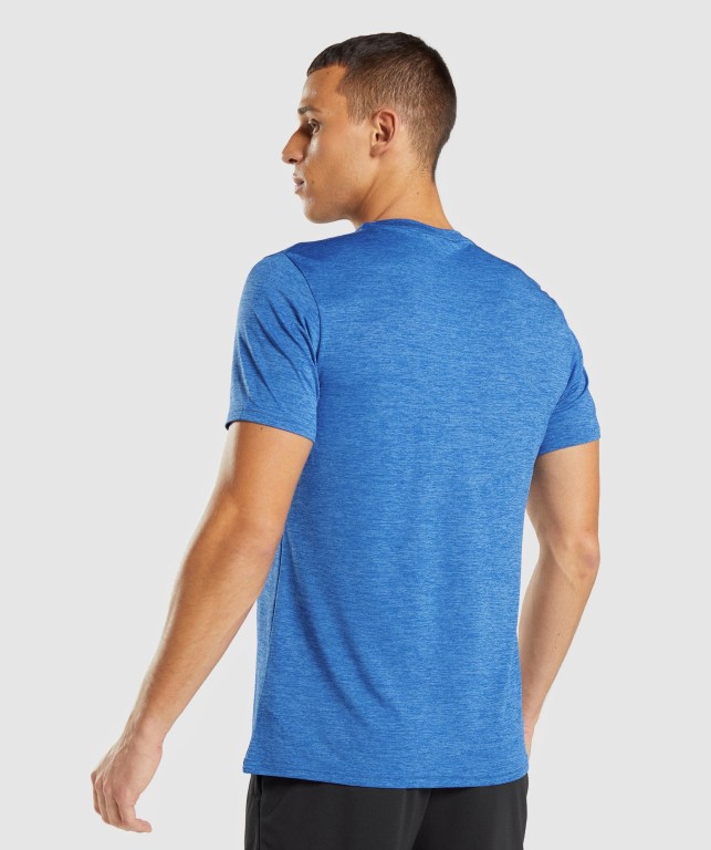 Blue / Blue Gymshark Arrival Marl Men's T Shirts | US-45YSLTQ