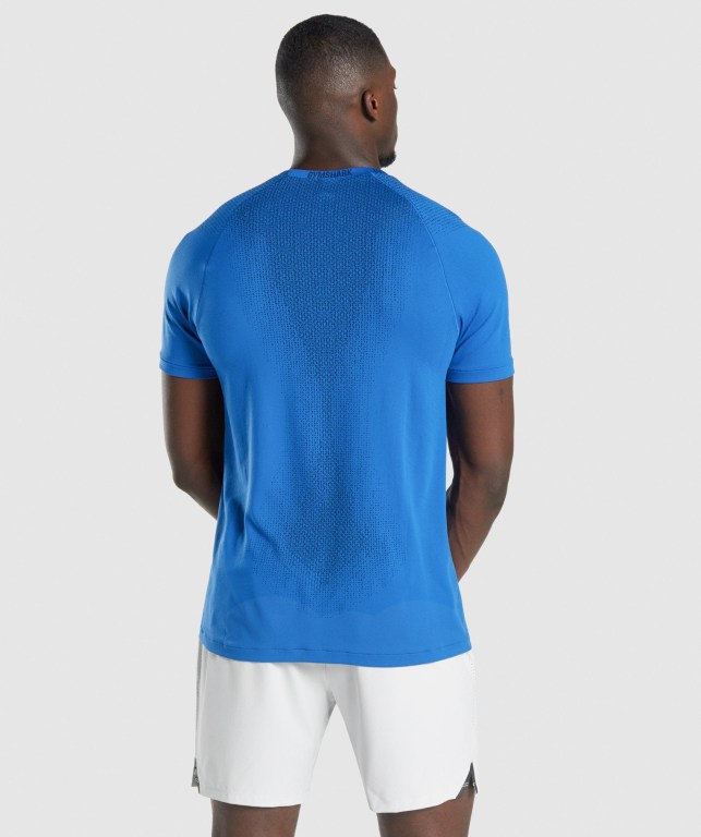 Blue Gymshark Apex Contrast Seamless Men's T Shirts | US-16VSAGM