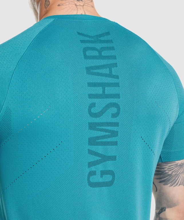 Blue Gymshark Apex Perform Men's T Shirts | US-49EKOSD