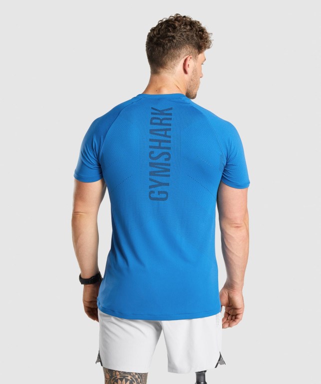 Blue Gymshark Apex Seamless Men's T Shirts | US-70ERHLX