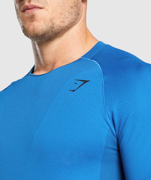 Blue Gymshark Apex Seamless Men's T Shirts | US-70ERHLX