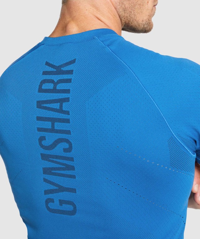 Blue Gymshark Apex Seamless Men's T Shirts | US-70ERHLX