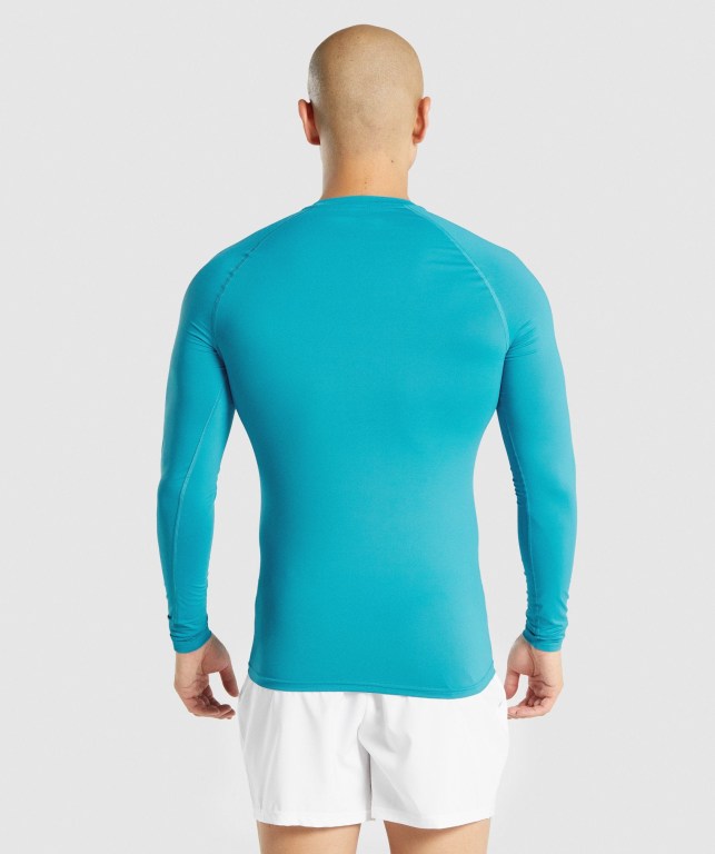 Blue Gymshark Element Baselayer Men's T Shirts | US-79PNTCE