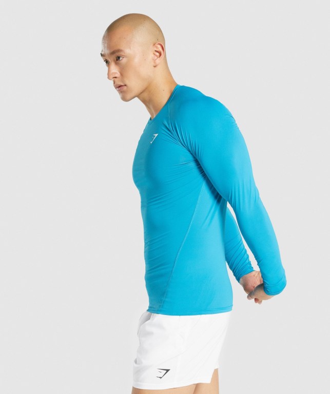 Blue Gymshark Element Baselayer Men's T Shirts | US-79PNTCE