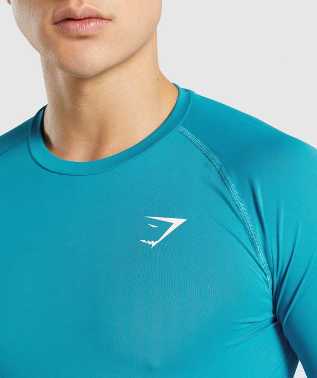 Blue Gymshark Element Baselayer Men's T Shirts | US-79PNTCE