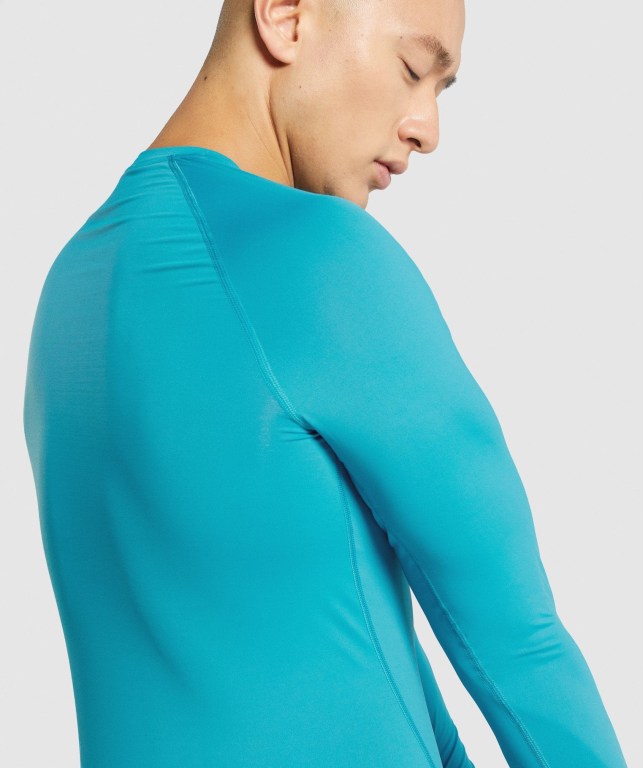 Blue Gymshark Element Baselayer Men's T Shirts | US-79PNTCE