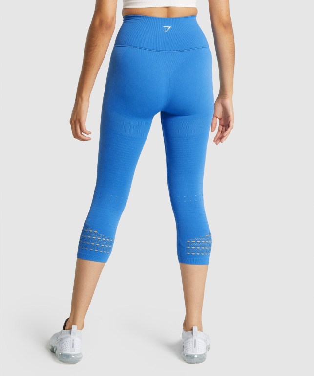 Blue Gymshark Energy Seamless Cropped High Waisted Women's Leggings | US-40SJDXM