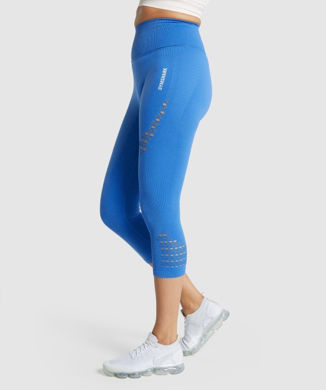 Blue Gymshark Energy Seamless Cropped High Waisted Women's Leggings | US-40SJDXM