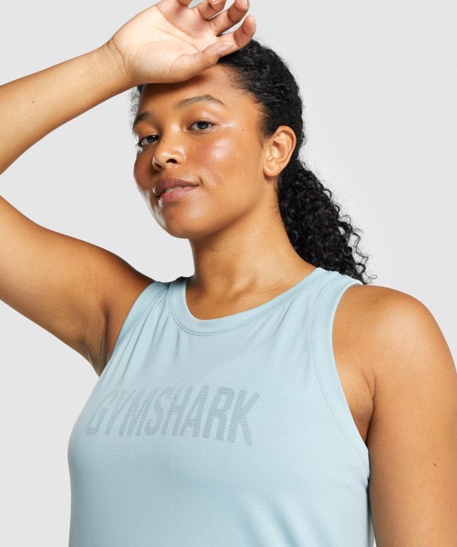 Blue Gymshark Fit Seamless Loose Women's Tank Tops | US-97KVOCM