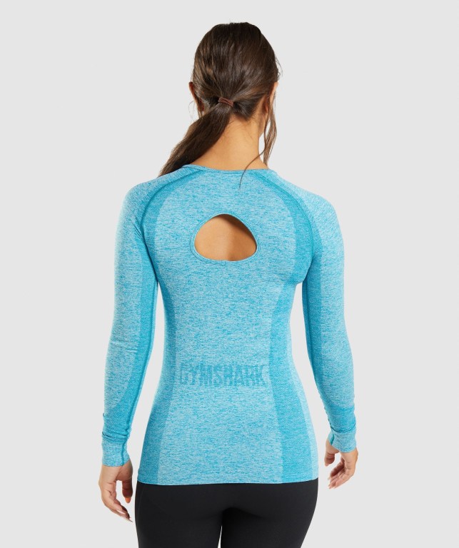 Blue Gymshark Flex Top Women's T Shirts | US-26JTMEK