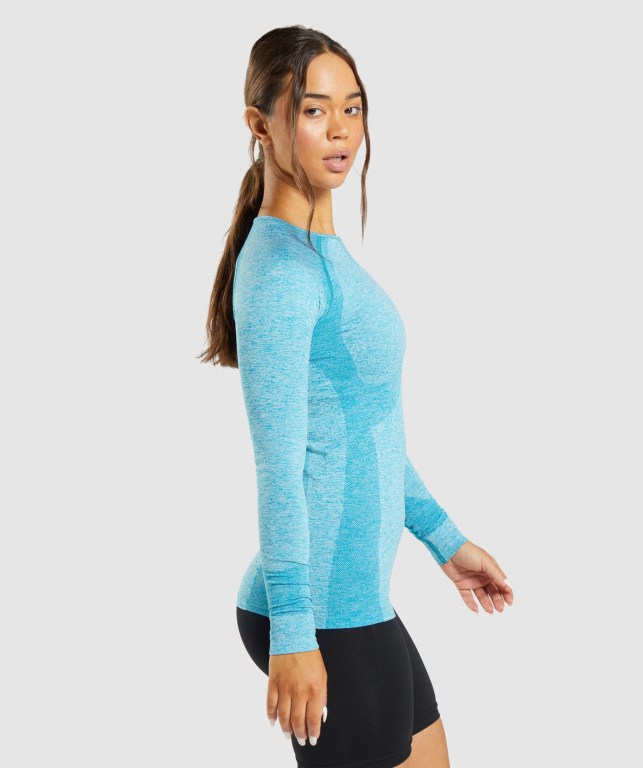 Blue Gymshark Flex Top Women's T Shirts | US-26JTMEK