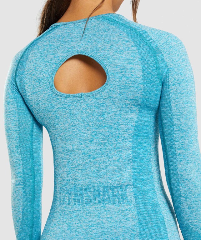 Blue Gymshark Flex Top Women's T Shirts | US-26JTMEK