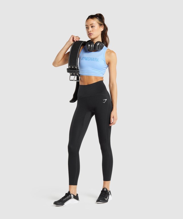 Blue Gymshark GS Power Crop Top Women's Sweatshirts | US-42HJYGU