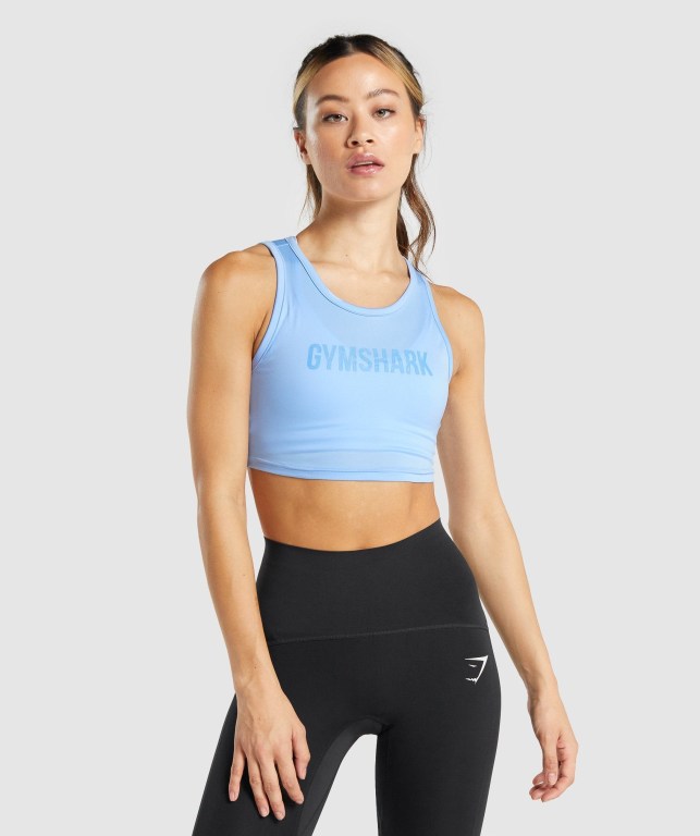 Blue Gymshark GS Power Crop Top Women\'s Sweatshirts | US-42HJYGU