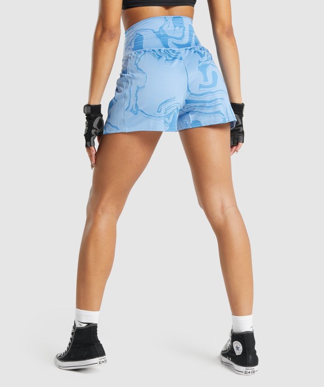 Blue Gymshark GS Power Jacquard Women's Shorts | US-68PFMZO