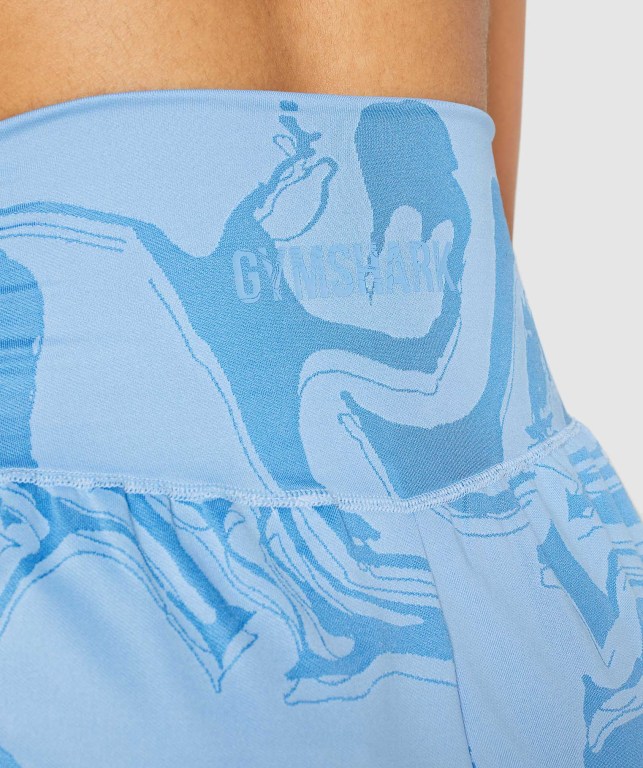 Blue Gymshark GS Power Jacquard Women's Shorts | US-68PFMZO