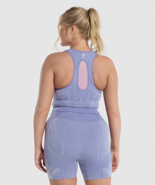 Blue Gymshark Mercury Seamless Crop Women's Tank Tops | US-86UGZIV