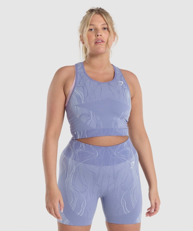 Blue Gymshark Mercury Seamless Crop Women\'s Tank Tops | US-86UGZIV