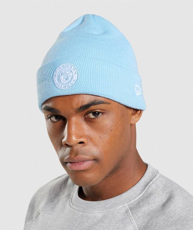 Blue Gymshark New Era Legacy Cuff Knit Men's Headwear | US-82YTOSF