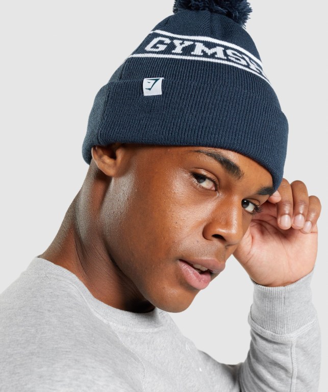 Blue Gymshark New Era Tab Beanie Men's Headwear | US-27JZFXA