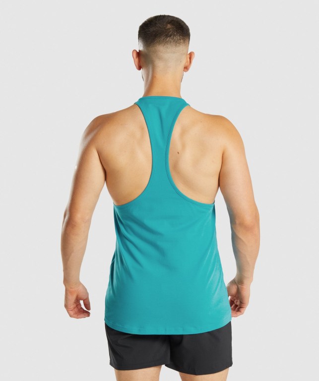 Blue Gymshark Sharkhead Infill Men's Tank Tops | US-96NUHZK