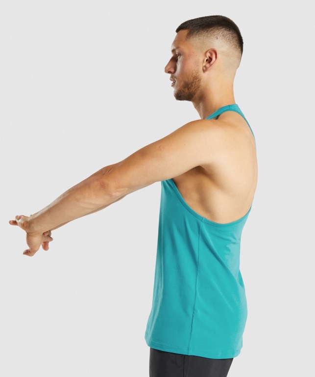 Blue Gymshark Sharkhead Infill Men's Tank Tops | US-96NUHZK