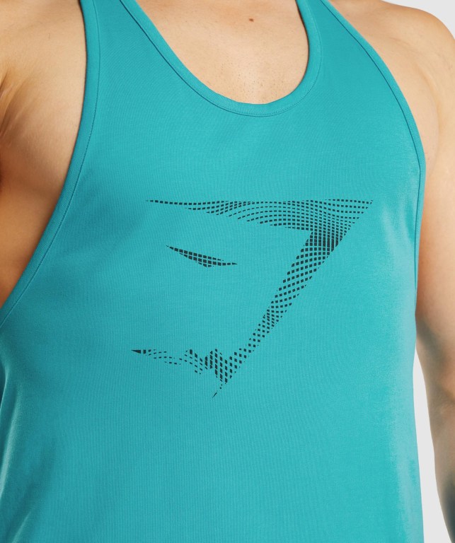 Blue Gymshark Sharkhead Infill Men's Tank Tops | US-96NUHZK