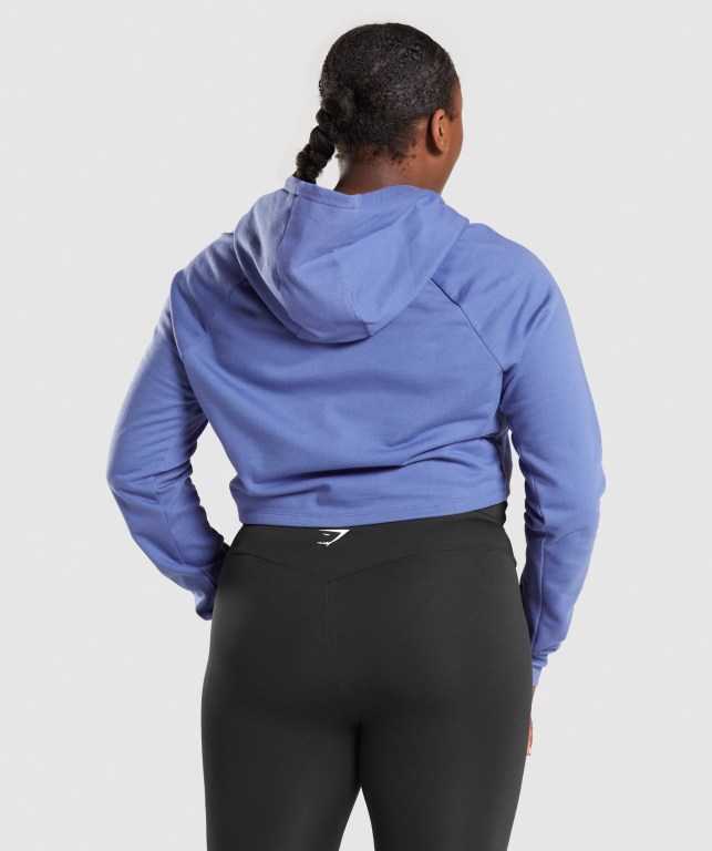 Blue Gymshark Training Cropped Women's Hoodies | US-18XYMWP