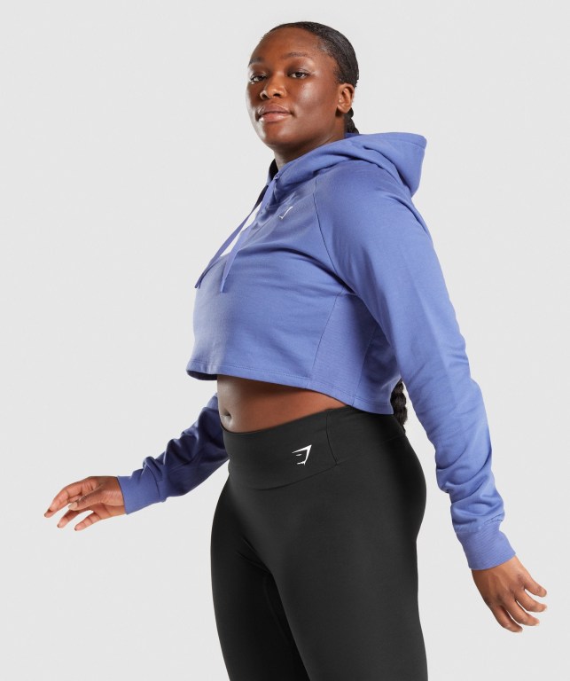 Blue Gymshark Training Cropped Women's Hoodies | US-18XYMWP